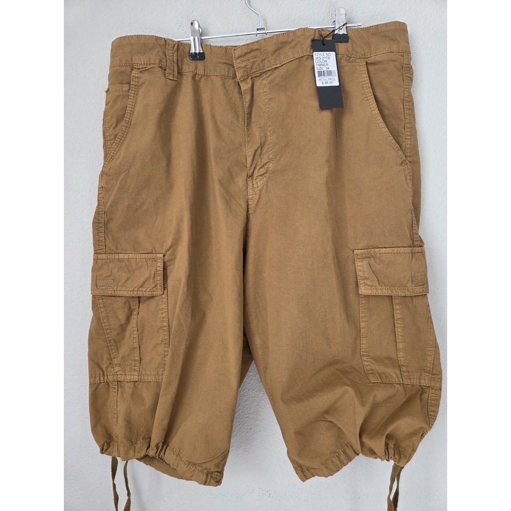 Galaxy By Harvic Men's Khaki/Brown Belted Cargo Shorts S=34 Drawstring Tie Hem